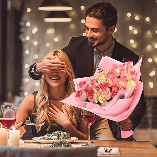 Miniatura 4 de Wkjeneare Papel de regalo de flores rosas, 57 unidades, 22.83 x 22.83 pulgadas, diseño floral clásico, envoltura de regalo para múltiples ocasiones