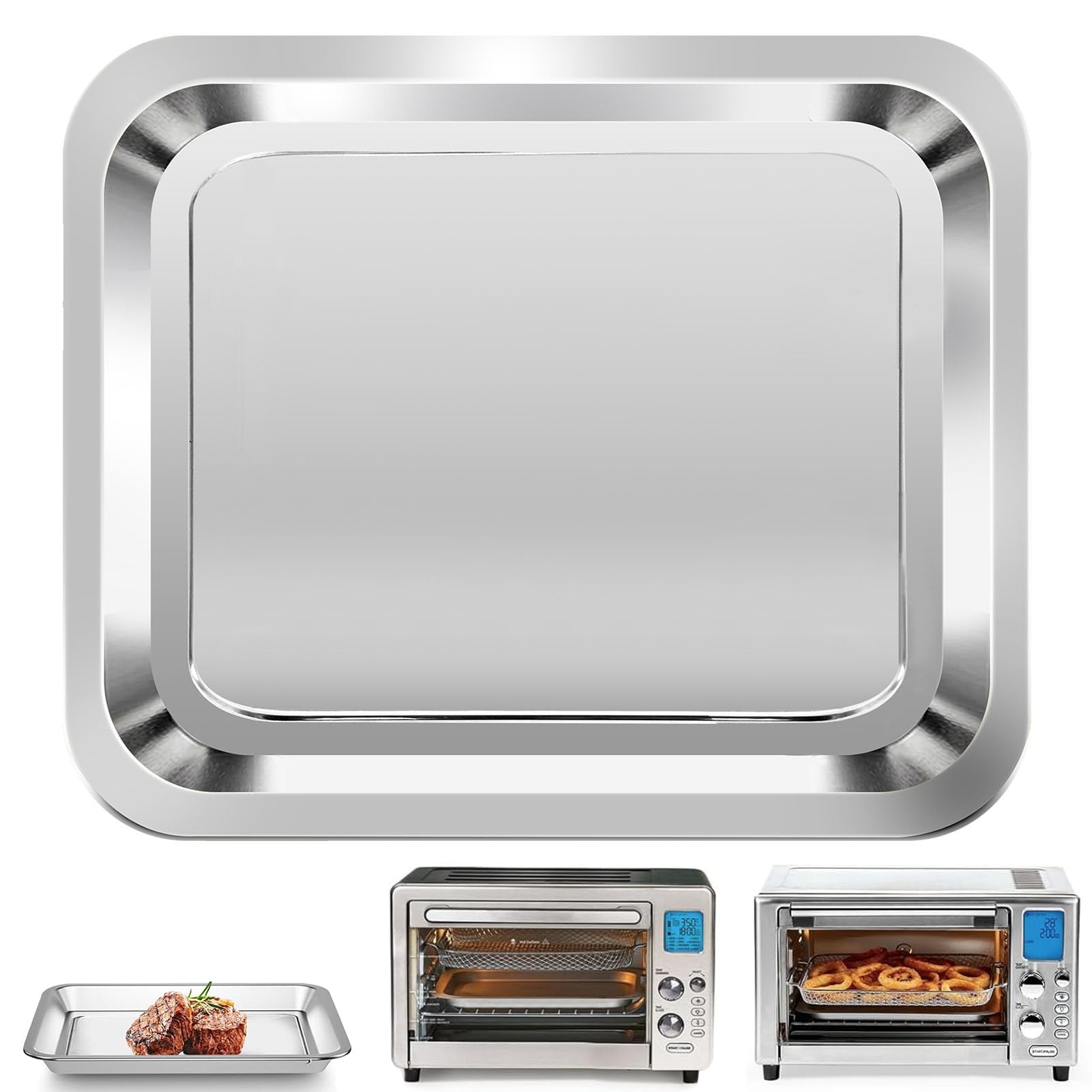 Air Fryer Grill Pan for Emeril Lagasse Everyday 360 Air Fryer, 12''×10'' Stainless Steel Air Fryer Accessories Replacement Crisper Tray Bake Pan, Not fit for Emeril Lagasse 26 QT 25 QT French Door