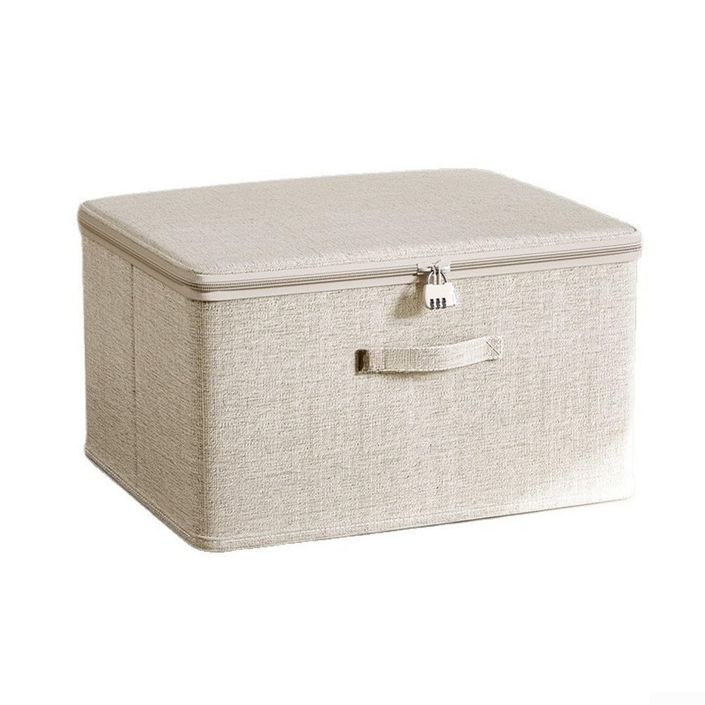 Caja de almacenamiento, 1 paquete organizador de tela, contenedor plegable para ropa, suéteres, colchas, contenedor apilable de lino de algodón con tablero reforzado, organización del hogar que ahorra