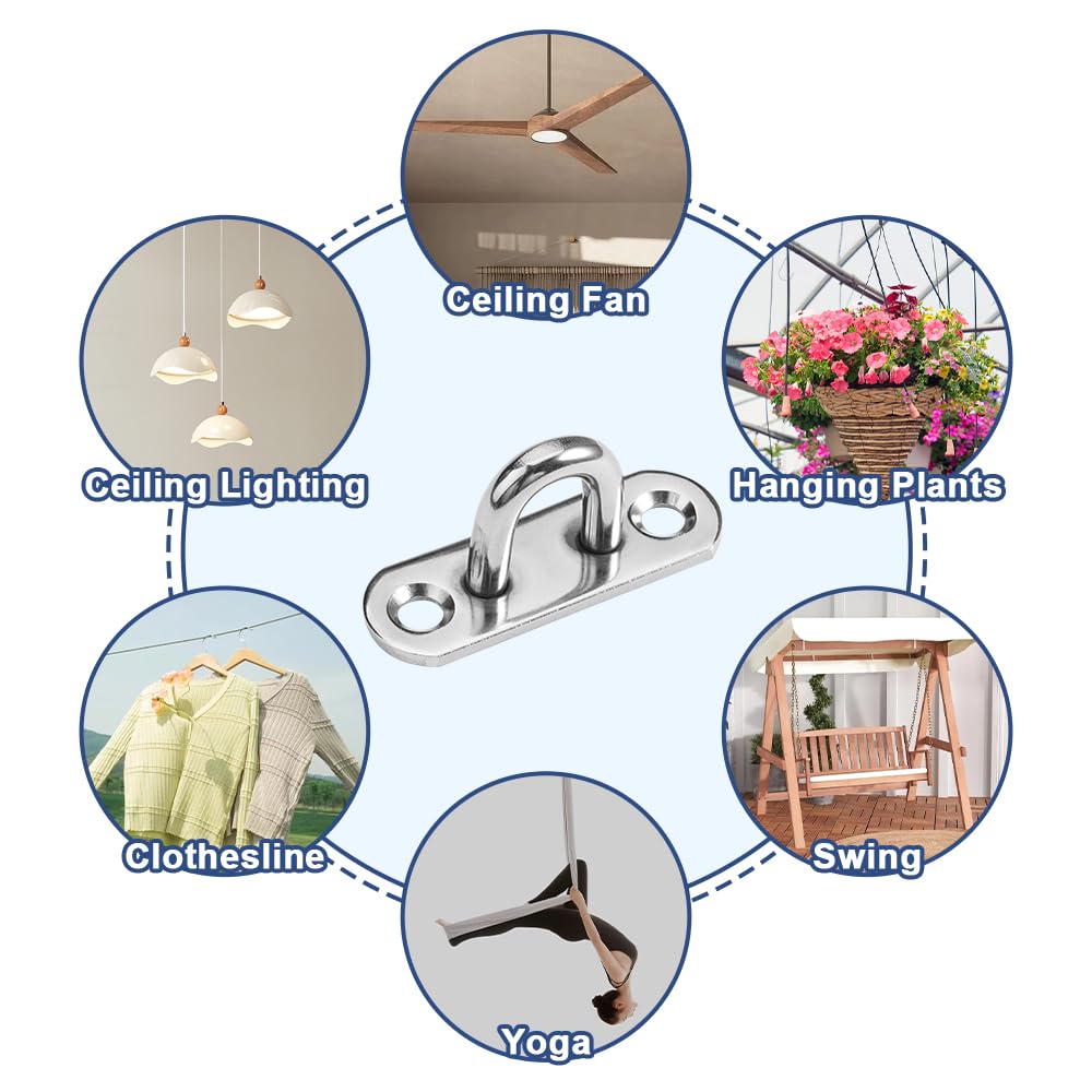 Lot De 20 Plaque à œil En Acier Inoxydable, M5 Crochet Métal