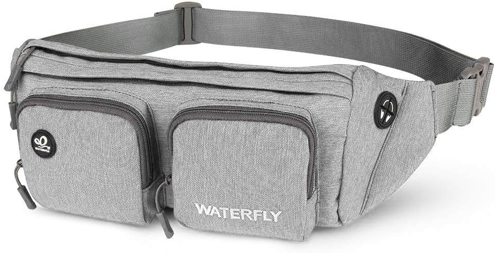 WATERFLY Fanny Pack Waist Bag: Travel Hip Pouch Bum Bag Plus Size Crossbody Fannie Pack Adjustable Belt Waistpack Phanny Fannypack for Man Woman Hiking Walking Jogging