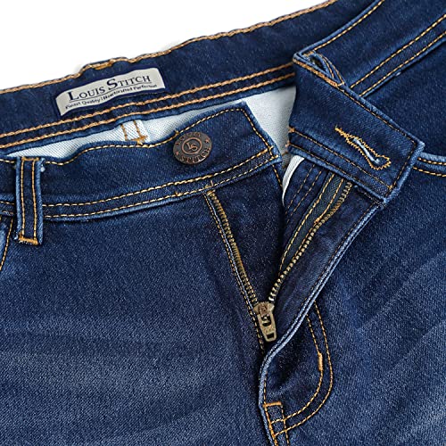 Image of LOUIS STITCH Mens Jeans Italian Cloth Denim Mid Rise Super Stretch Butter Comfort Relaxed Fit Jeans for Men (LSJNC-BU92)