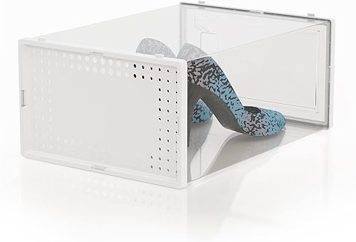 Miniatura 9 de Secret Space Paquete de 12 cajas grandes organizadoras de zapatos para armario, cajas de zapatos modulares que ahorran espacio, contenedores