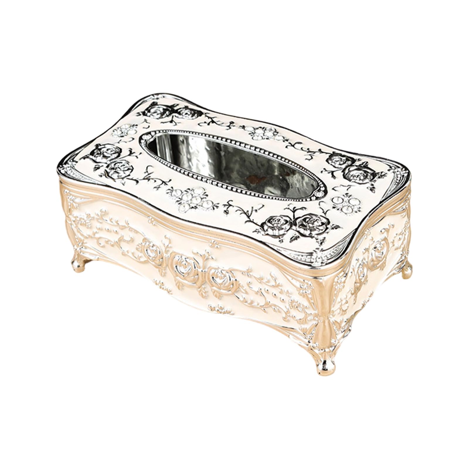 Classical European Inspired Tissue Box Featuring Beautiful Rose Motifs and Nonslip Base Rose Themed Tissue Dispenser ABS Dispenser