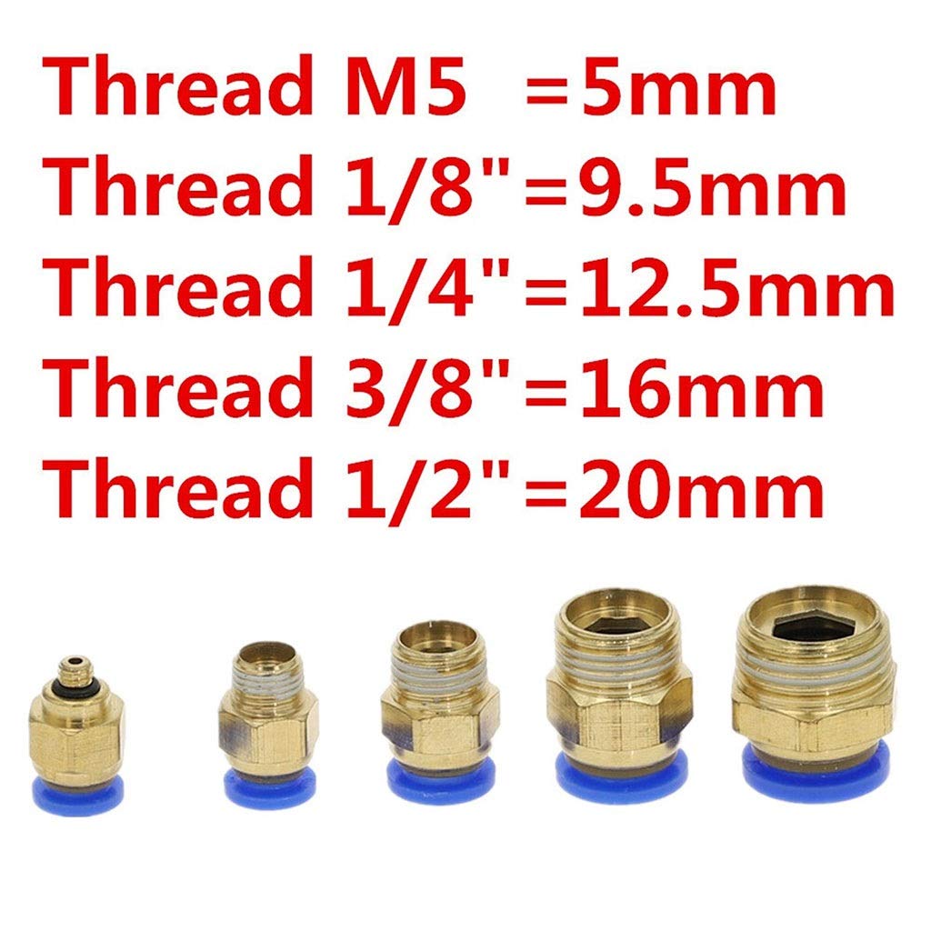 Raccordi Pneumatici A T 3 Vie Push-in Maschio BSP In Nylon - Per Aria/acqua - Misure 4,6,8,10,12mm