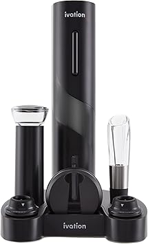 Ivation Electric Wine Bottle Opener with 7 Piece Wine Gift Set
