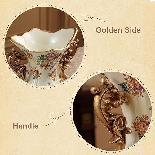 Miniatura 6 de ZR-DECOR Jarrón grande de resina retro de estilo europeo para sala de estar, comedor, centro de mesa, dormitorio, oficina, hotel, decoración del