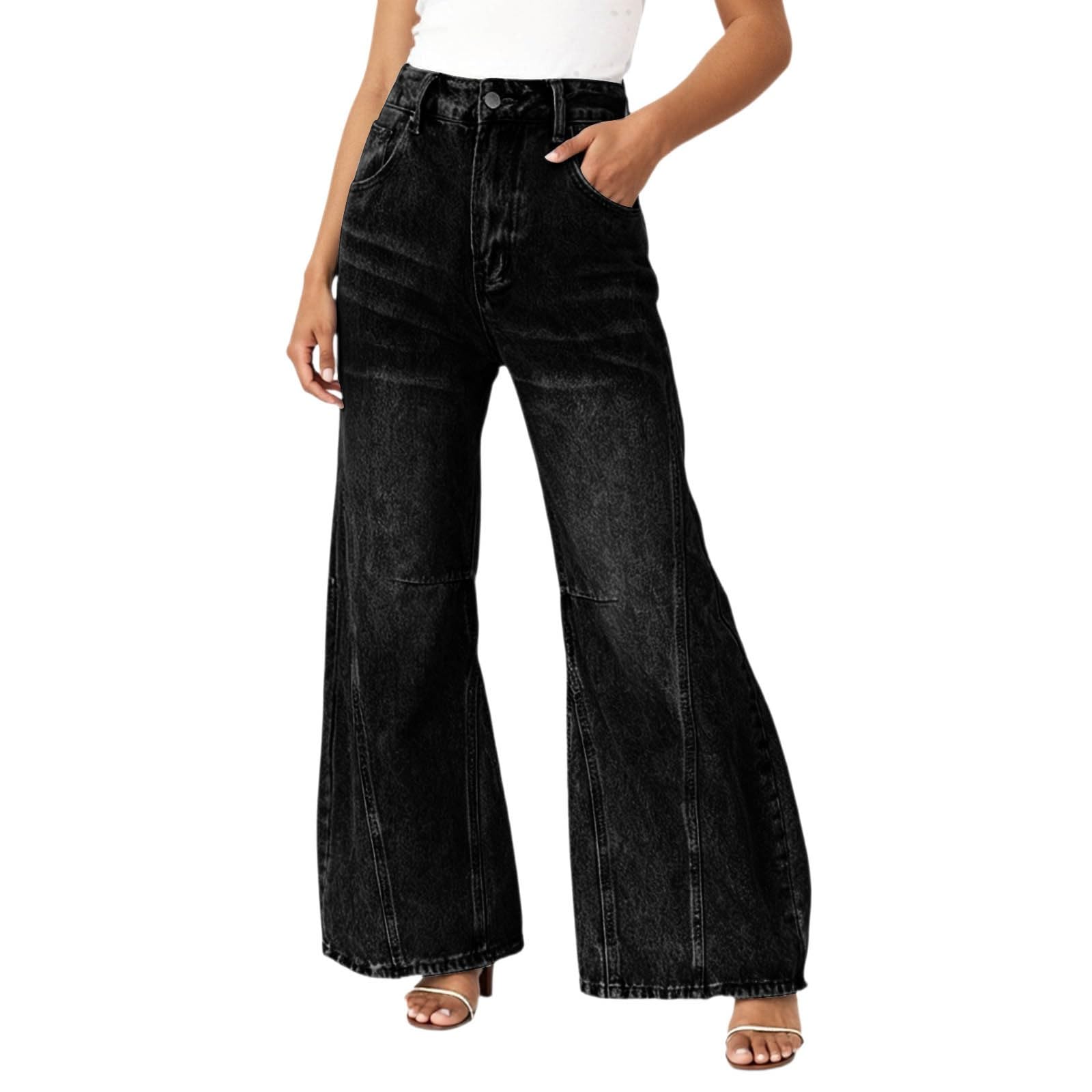 Vaqueros Anchos Mujer Ropa Tejanos Rectos Pantalones Tallas Grandes Casual Pantalón Ligero Baggy Primavera Elasticos Invierno Vaquero
