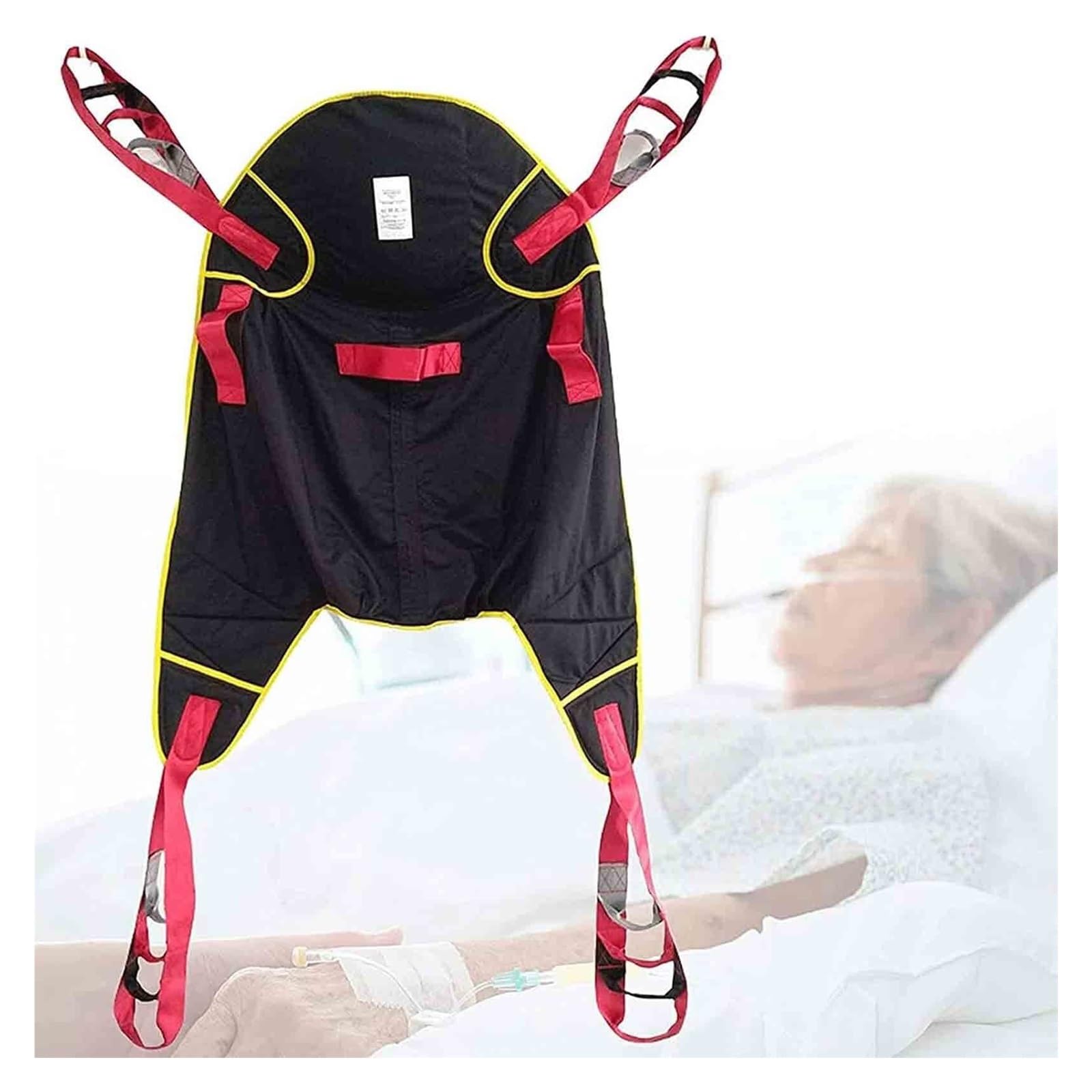 Arnés de elevación de pacientes de alta resistencia para grúa Arnés de transferencia de cuerpo completo con soporte para la cabeza, arnés de ducha con piernas separadas, reutilizable