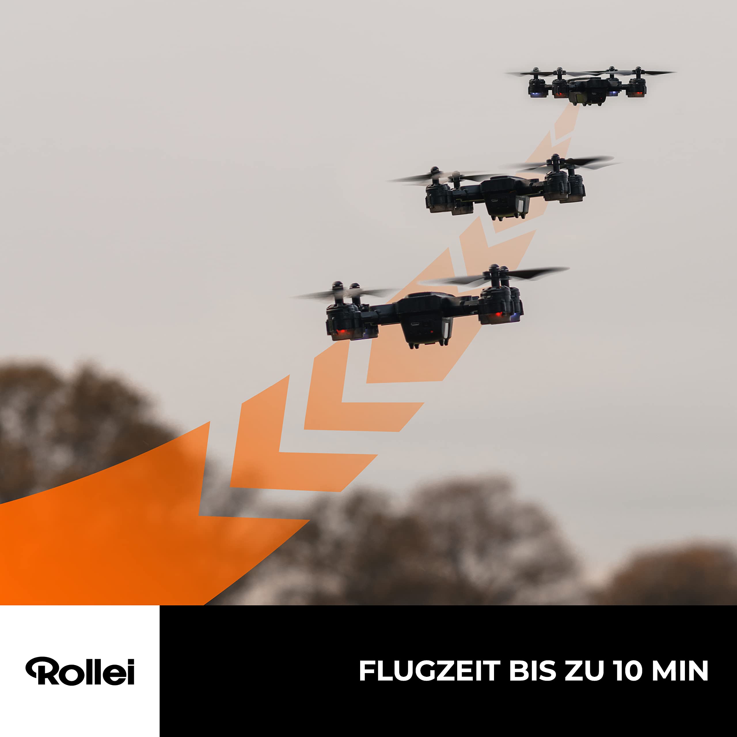 Rollei Fly 60 Combo Drohne, WiFi-Live-Bild Übertragung, 6-Achsen Gyroskop, lange Flugzeit, App Steuerung und inkl. Fernbedienung