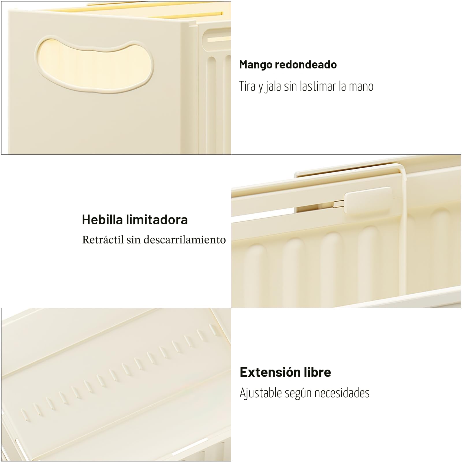 Caja De Almacenamiento Para Hogar Cajas Organizadoras De Plastico Sin Tapa Con Asa Organizador De Nevera Cajas Plegables De Almacenamiento Para Baño Cocina Armario Oficina 3 Piezas (47.5*28*25cm)