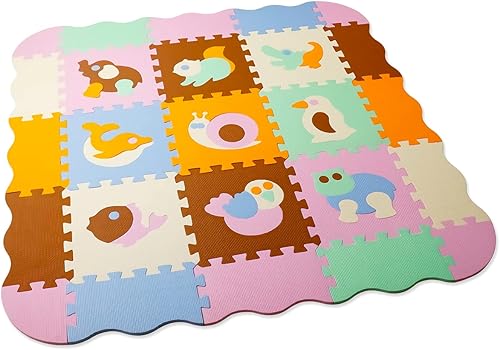 Tamiplay Tapete de juego de espuma para niños, 25 piezas de rompecabezas cuadrado entrelazado, tapete de juego para bebé, tapete de juego de espuma