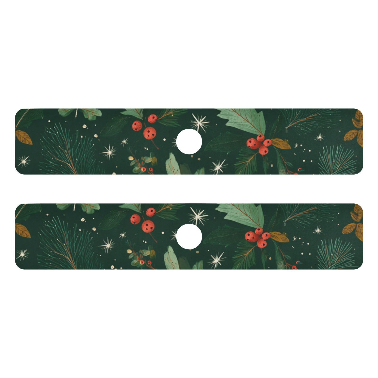 Christmas Green Berries Needles Kitchen Sink Splash Guard Faucet Mat Diatomite Absorbent Pad for Bathroom RV 30x5.4in 2PCS water