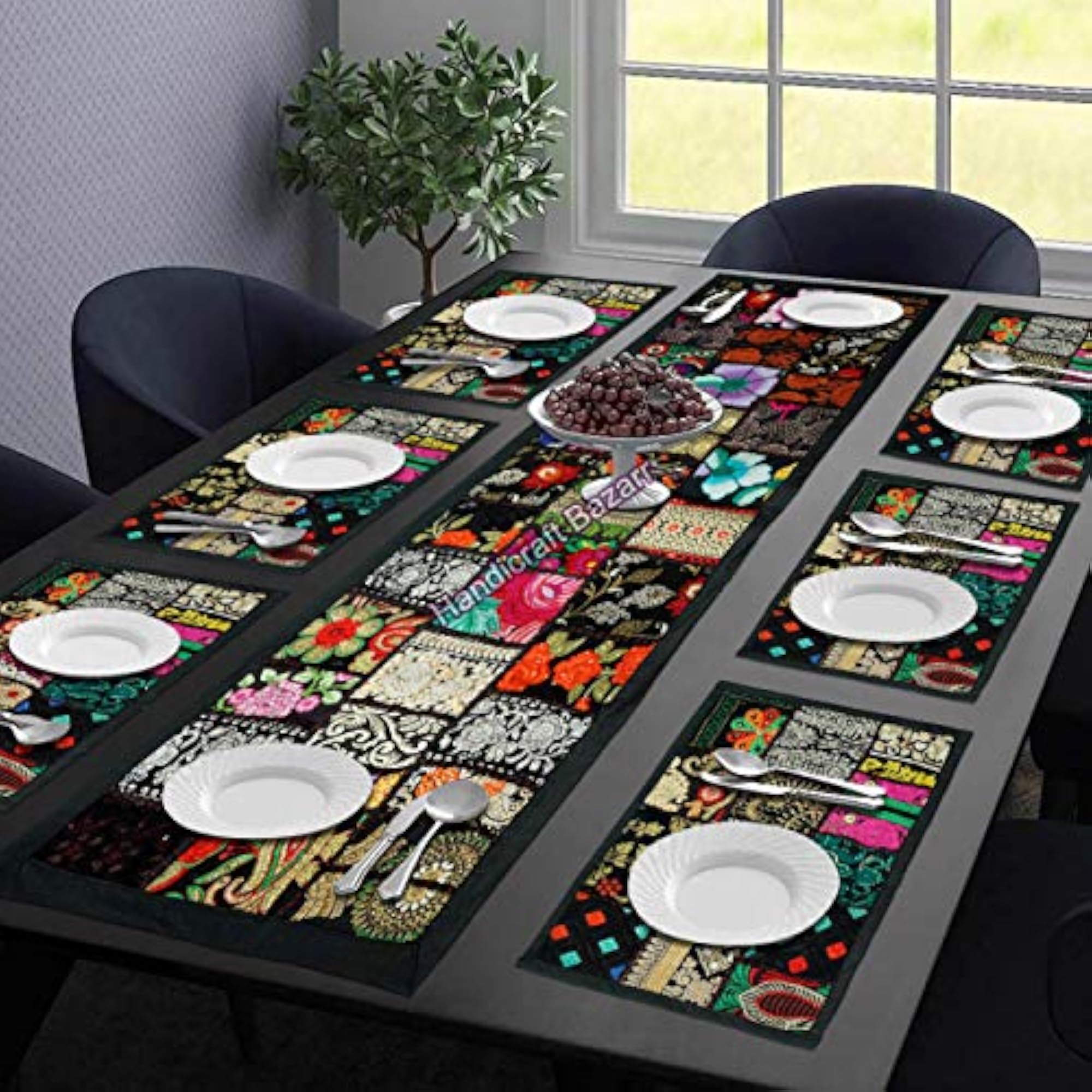 Placemats Runner Set for Dining Table, Colourful Cotton Table Mats