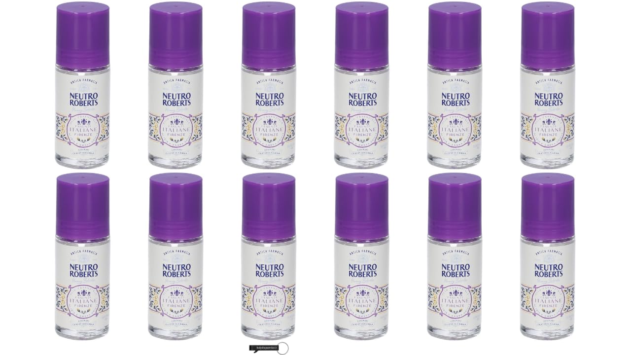 12x Neutro Roberts Deodorante Roll-On Firenze, mit Iris- und Ambra-Grigia-Öl, 50ml,+ Italy Shop Service Kostenloser Schlüsselanhänger