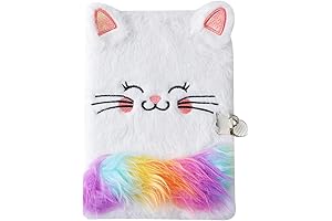 Caviotess Super Cute Cat Fuzzy Diary with Lock and Key