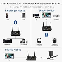 1Mii B03Pro Bluetooth 5.3 adó-vevő 2 fejhallgatóhoz, HiFi adapter DAC-kal 2