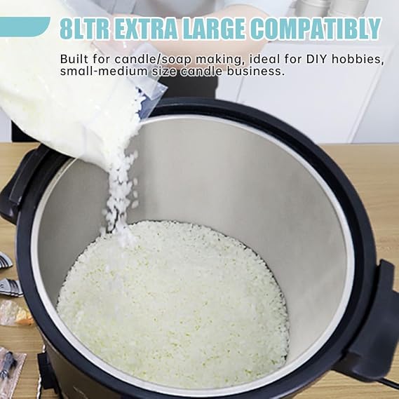 TOAUTO WMF-8L Large Wax Melter for Candle Making, Electric Wax Melting Container Holds 8L Melted Wax with Patented Heating Core Spout & Bottom Design for Commercial Candle Maker Use