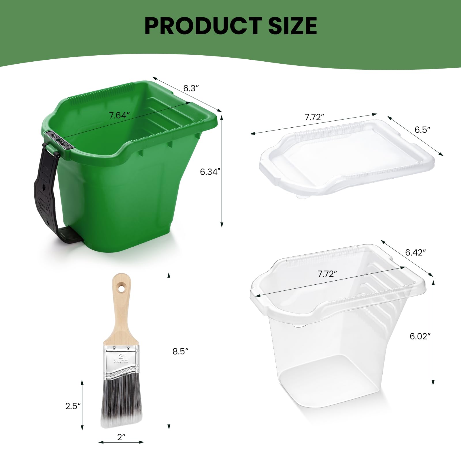 Lot de 9 seaux de peinture à main avec pinceau de 5,1 cm pour