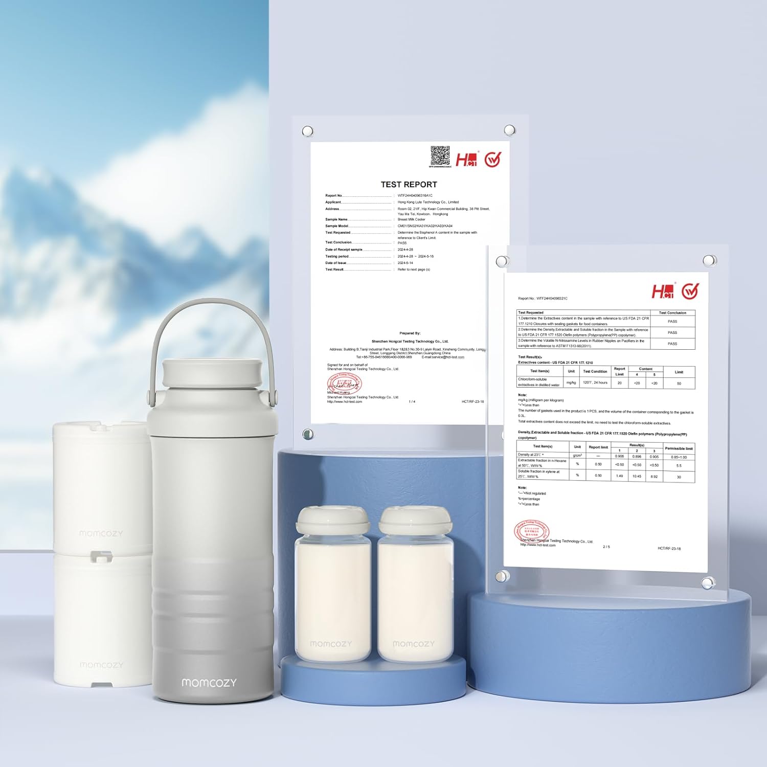 Momcozy 22oz Portable Breast Milk Cooler for Outdoor, Life Saver with 360° Total Cooling for 24 Hours, Larger Capacity Travel Breastmilk Chiller with 2pcs Baby Bottles for Breastmilk Storage thumbnail