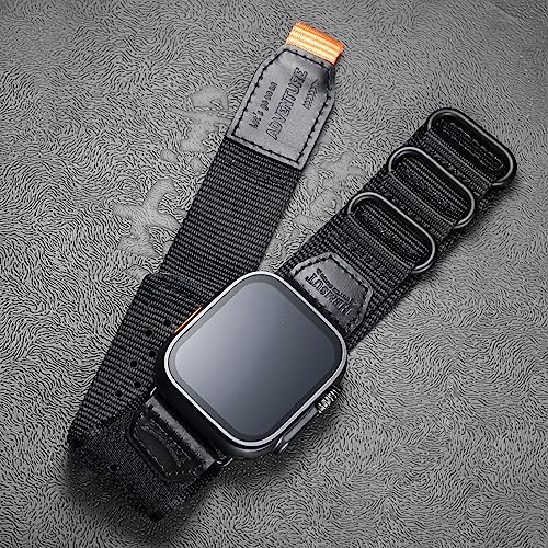Compatible with Apple Watch Band 38/40/41/42/44/45/49/46mm,Rugged Replacement Nylon Strap With Three Buckle Loop Design For iWatch Ultra 3/2/1 - Image 3