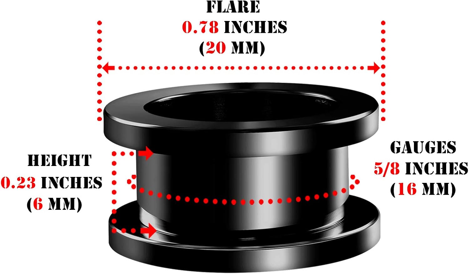 Pair of 316L Surgical Steel Black Anodized Screw-fit Piercing Jewelry Ear Stretching Lobe Plugs flesh Tunnel Earring