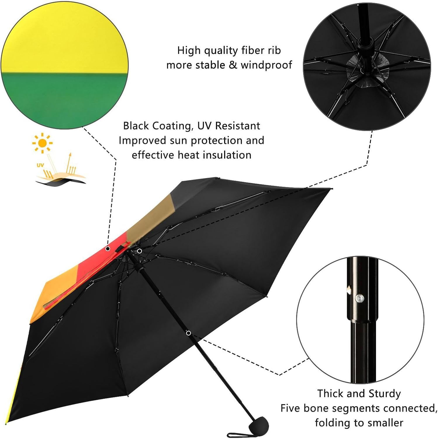 Compact Umbrella, Lightweight Portable Sun Umbrella Uv Protection Travel Size for Women, Travel Umbrellas for Sun image 4