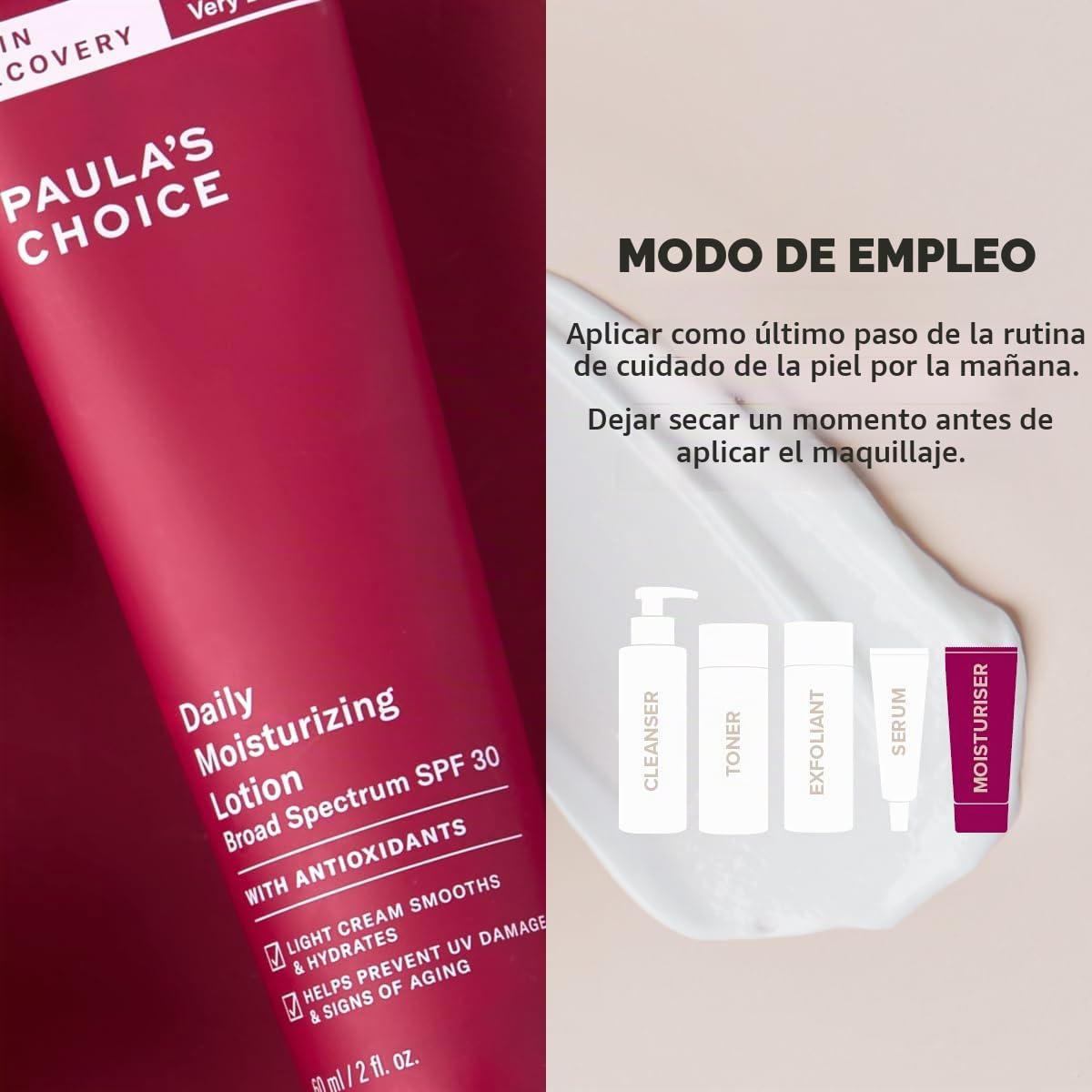 Paula's Choice Hidratante SPF 30, Crema Facial Elimina Rojeces, 60 ml