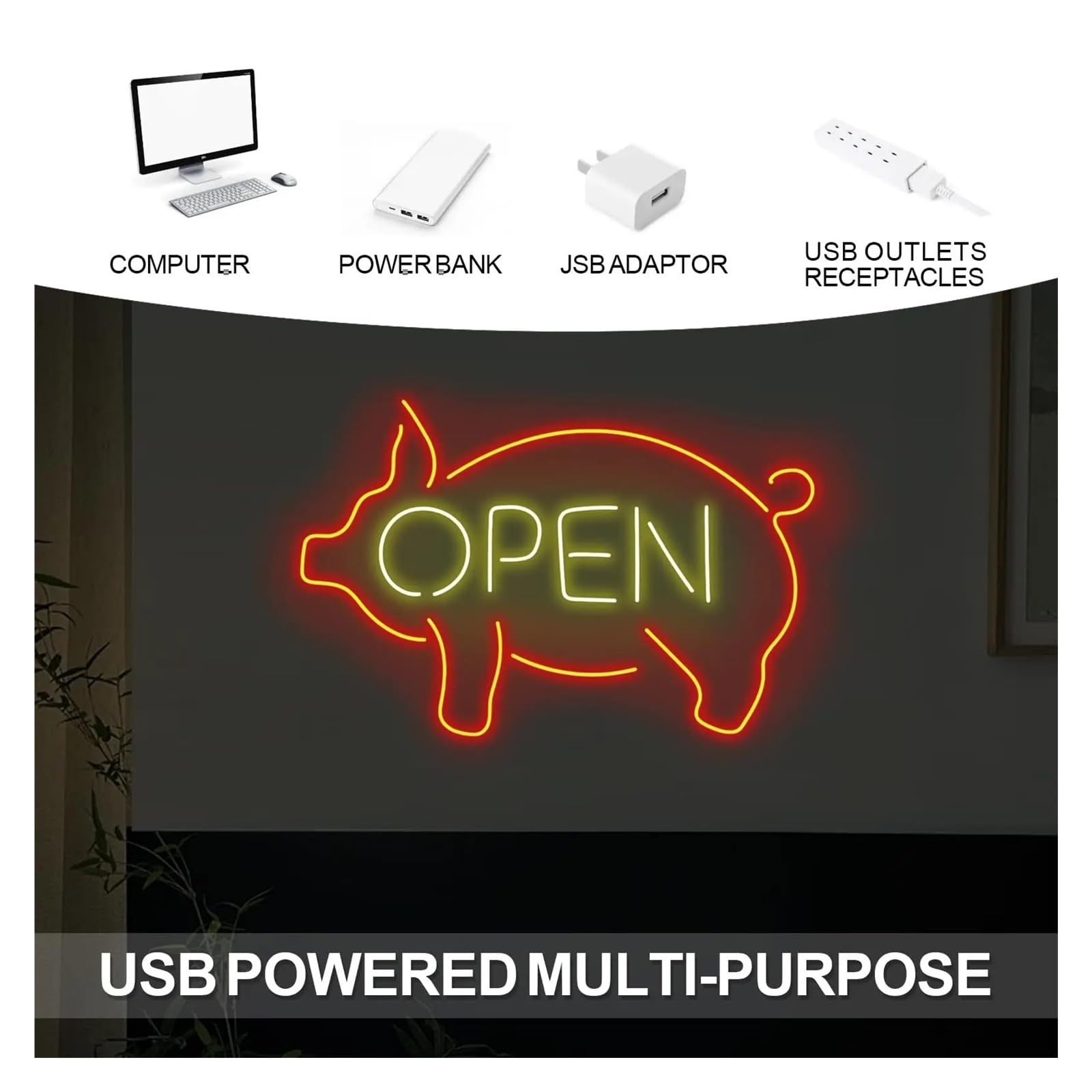 Wiszące neony artystyczne Neon"Pig Open"Sklep Firmowy Lampa Led Light Do Restauracji Kuchnia Grill Wesele Pokój Na Przyjęcie Urodzinowe 38x25.09cm