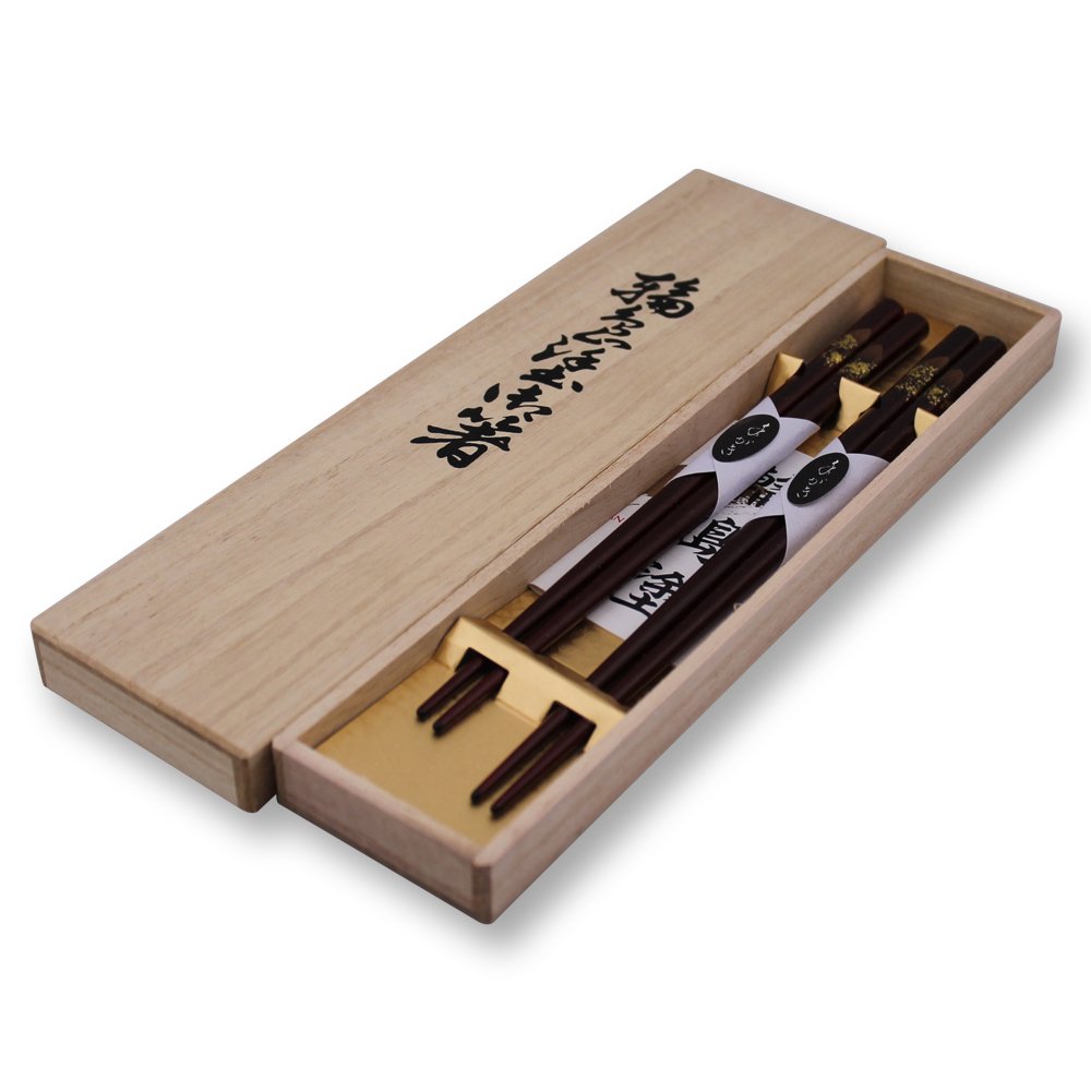 3.2万❗️新品輪島塗夫婦椀箸付 Amazon | 輪島塗 一双 宵待月・夫婦箸と箸置き-華桜セット 桐