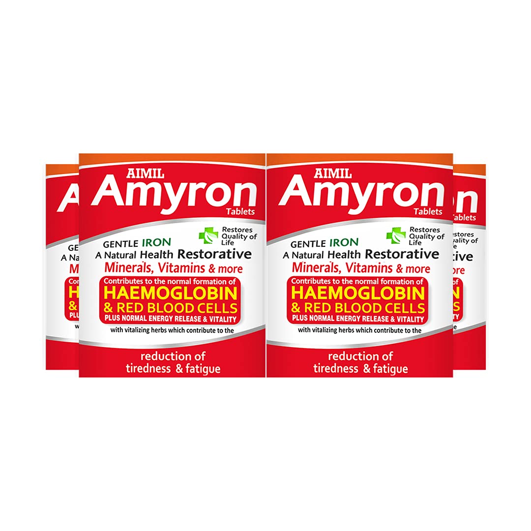 AIMIL Amyron Tablet - 30 Tablets (Pack of 4) | Enriched with Vitamin Rich Herbs & Minerals for Men & Women of All Ages | Reduces Tiredness & Fatigue | Improves Haemoglobin Level (B093TD7HJY) Amazon Price History, Amazon Price Tracker