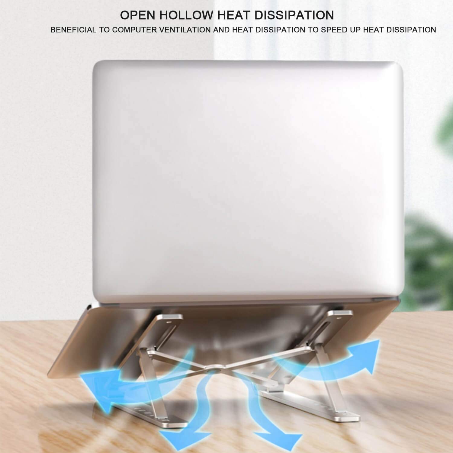 CARE CASE™ Creative Foldable Height Adjustable Metal Frame Laptop Stand, Ergonomic, Over Heating Protection for Laptops. (Silver) 14 61MCN6TO53L. SL1500