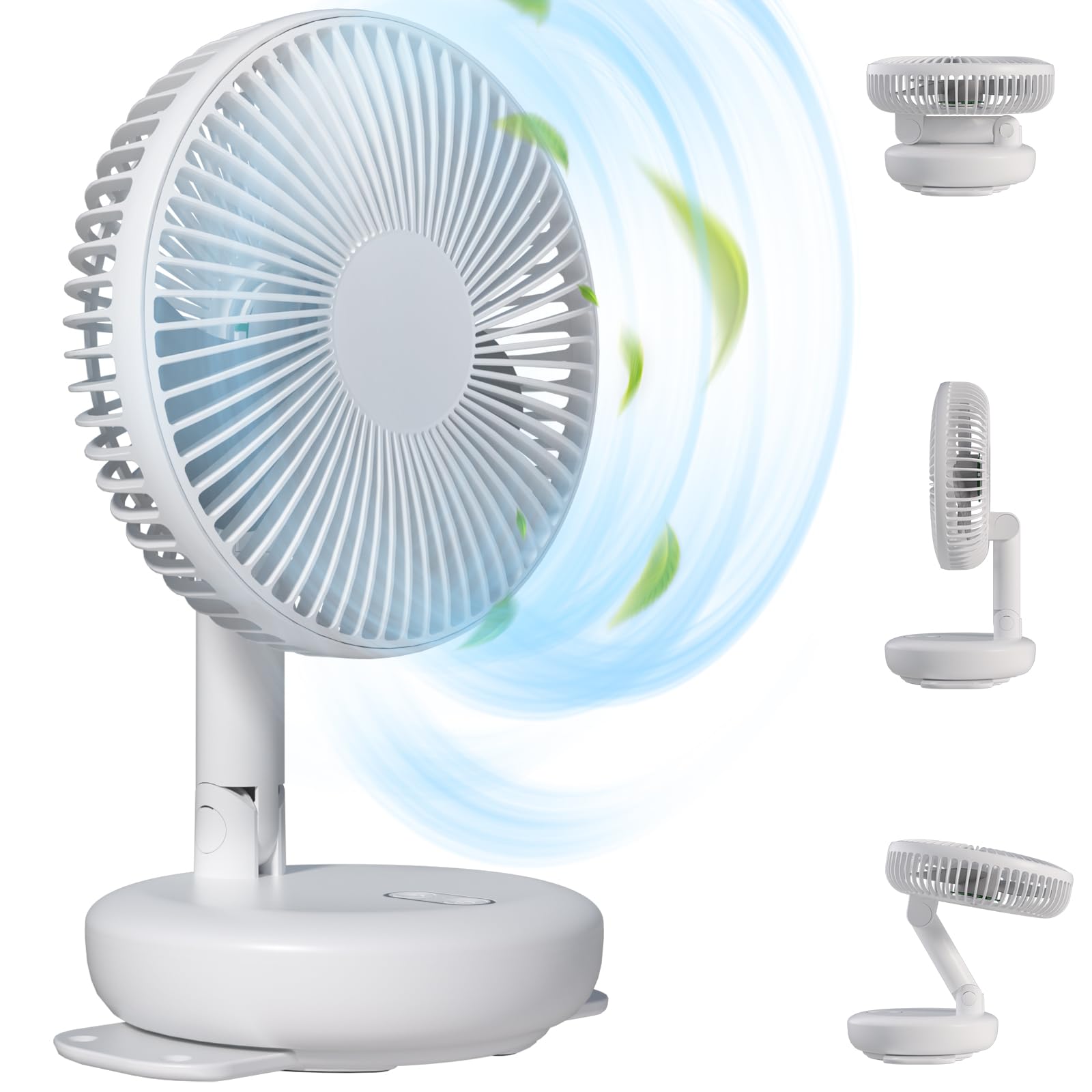 Ventilatore da parete per camper/auto/yacht, rotazione della testa di 180°, inclinazione di 90° e oscillazione automatica di 100°, ventilatore girevole pieghevole a 4 velocità