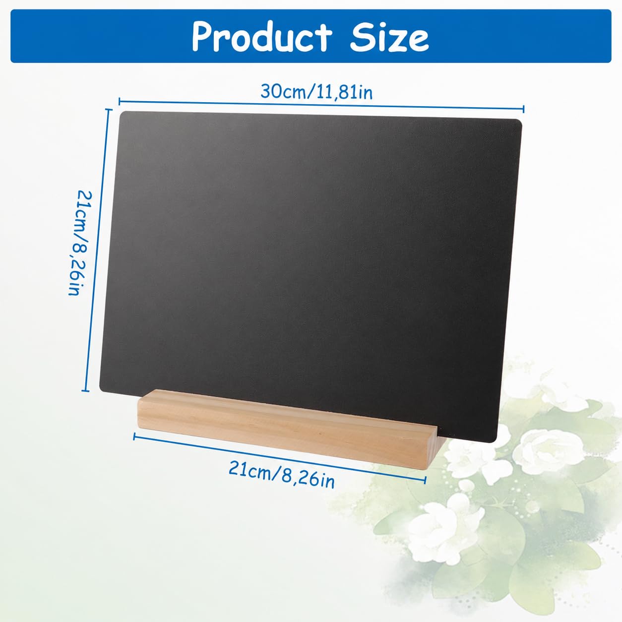 CYEER Lot de 6 Tableaux Noirs A4 (30x21cm) avec Support en Bois - Ardoises de Table Double Face Effaçables pour Menu de Buffet, Mariage, Étiquette de Prix Boulangerie, Signalétique et Fête
