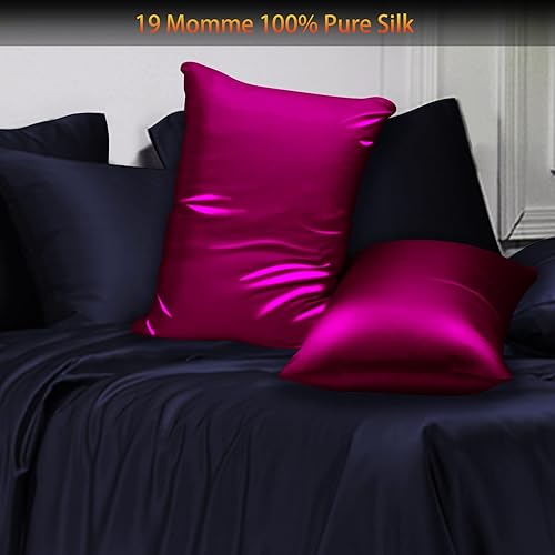 Miniatura 9 de Paquete de 2 fundas de almohada de seda de morera para cabello y piel, con cremallera oculta. Ambos lados 19 momme a prueba de alérgenos, suave,