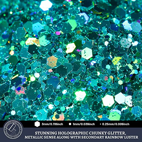 LEOBRO Holographic Chunky Glitter 160G/5.64OZ, Craft Glitter for Resin Festival Cosmetic Flakes Sequins for Body Face, Crafts - Image 3