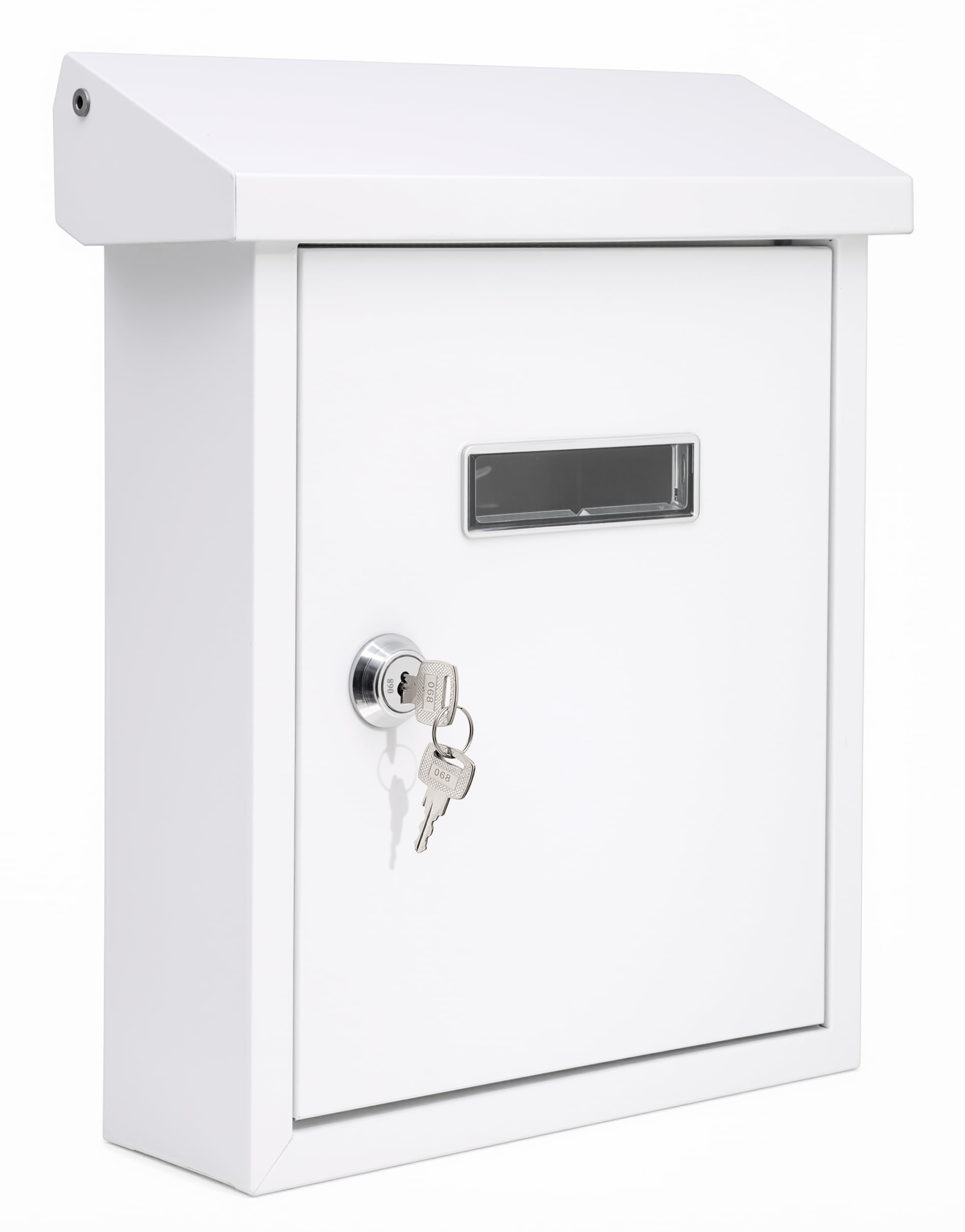 Serenelife Weatherproof Wall Mount Locking Mailbox Galvanized Steel Drop Box with Metal Flap for Mail Letters, Newspaper, Money Box, Decorative Mailboxes for Outside, Home Office, Businesses