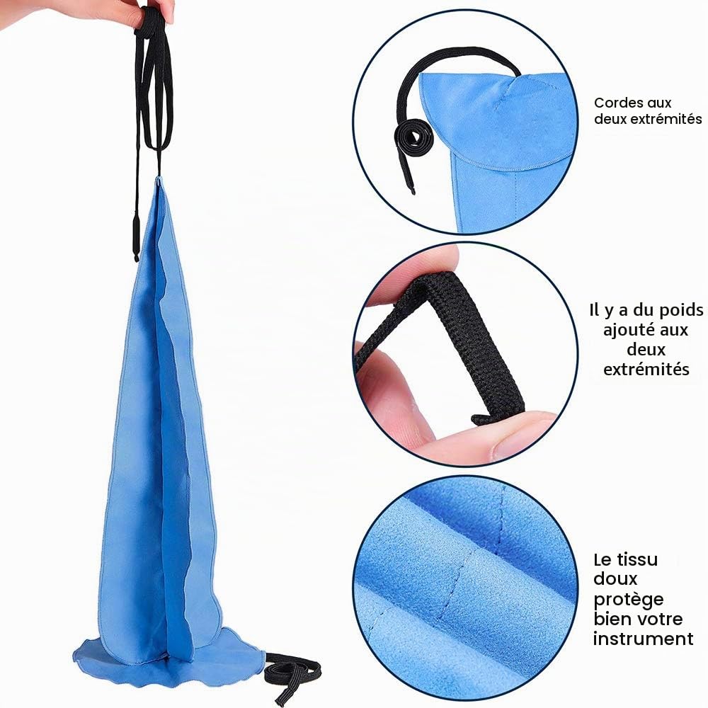 Kit d'entretien pour Saxophone et autres instruments - 2 Chiffons de Nettoyage pour éliminer l'eau et la Saleté sur la Paroi intérieure, Adapté pour Saxophone alto, Clarinette, flûte, Soprano, etc.