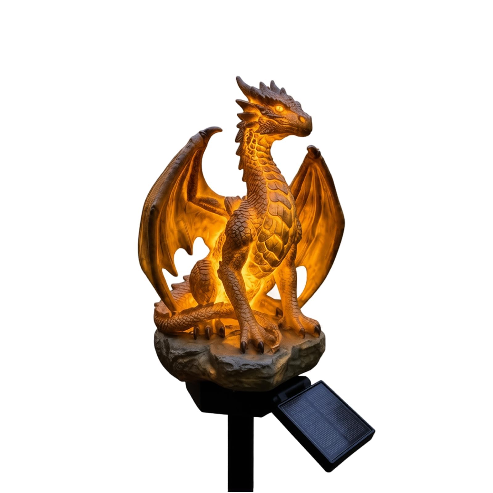 Dragon Garden Statues with Solar LED Lights, Solar-Lights Outdoor Garden Ornaments, Resin Dragon Solar Ornaments Outdoor Garden, Gothic Dragons Solar-Lamp for Lawn Patio Pathway Yard Halloween Decor