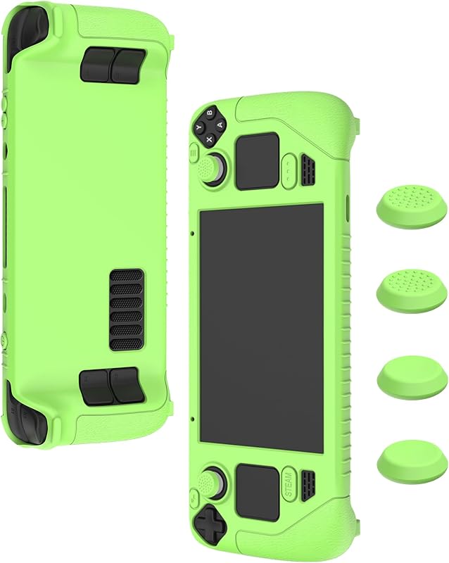 Compatible with Valve Index Steam Deck Gamepad,Premium Silicone Shockproof Protection Skin Touch Charging Port Accessible,Fluorescent Green.