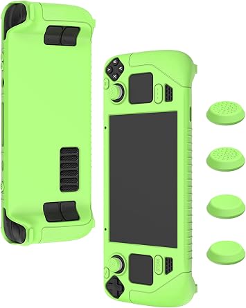 Compatible with Valve Index Steam Deck Gamepad,Premium Silicone Shockproof Protection Skin Touch Charging Port Accessible,Fluorescent Green.