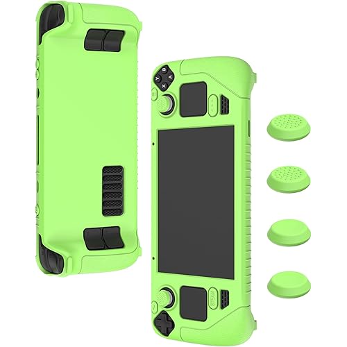 Compatible with Valve Index Steam Deck Gamepad,Premium Silicone Shockproof Protection Skin Touch Charging Port Accessible,Fluorescent Green.