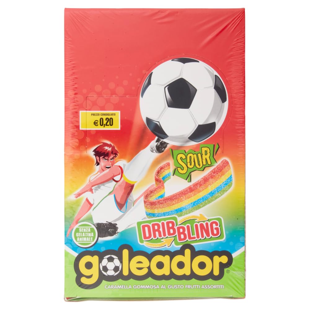 Goleador Dribbling Rainbow, Caramelle Gommose, Gusto Frutti Assortiti Frizzanti, Sour, Confenzione da 144 Pezzi Monoporzione, Incartati Singolarmente, Ottime da Condividere