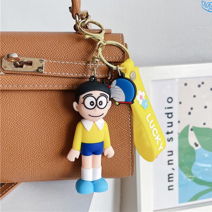 Image of Cute Cartoon Character Silicone 3D Key Chain with Strap Charm & Metal Hook, Merchandise Key Rings Gift for Kids Girls Boys Men & Women