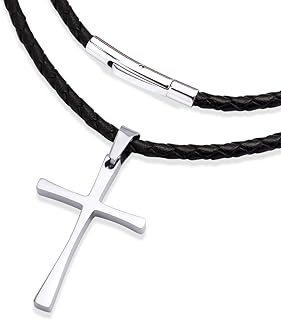 Stainless Steel Cross Braided Rope Cord Necklace For Men Women 18-24'' Inches