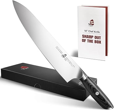 TUO Chef Knife 10 inch, Sharp Professional Kitchen Cooking Knife with Non-Slip Pakkawood Handle, High Carbon German Steel, Gift Box Packaging