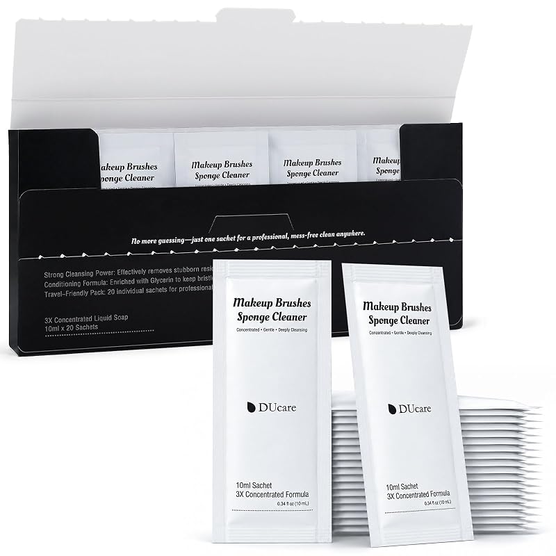 DUcare Limpador para Pincéis de Maquiagem e Esponjas, 20 sachês de 10 mL, 200 mL