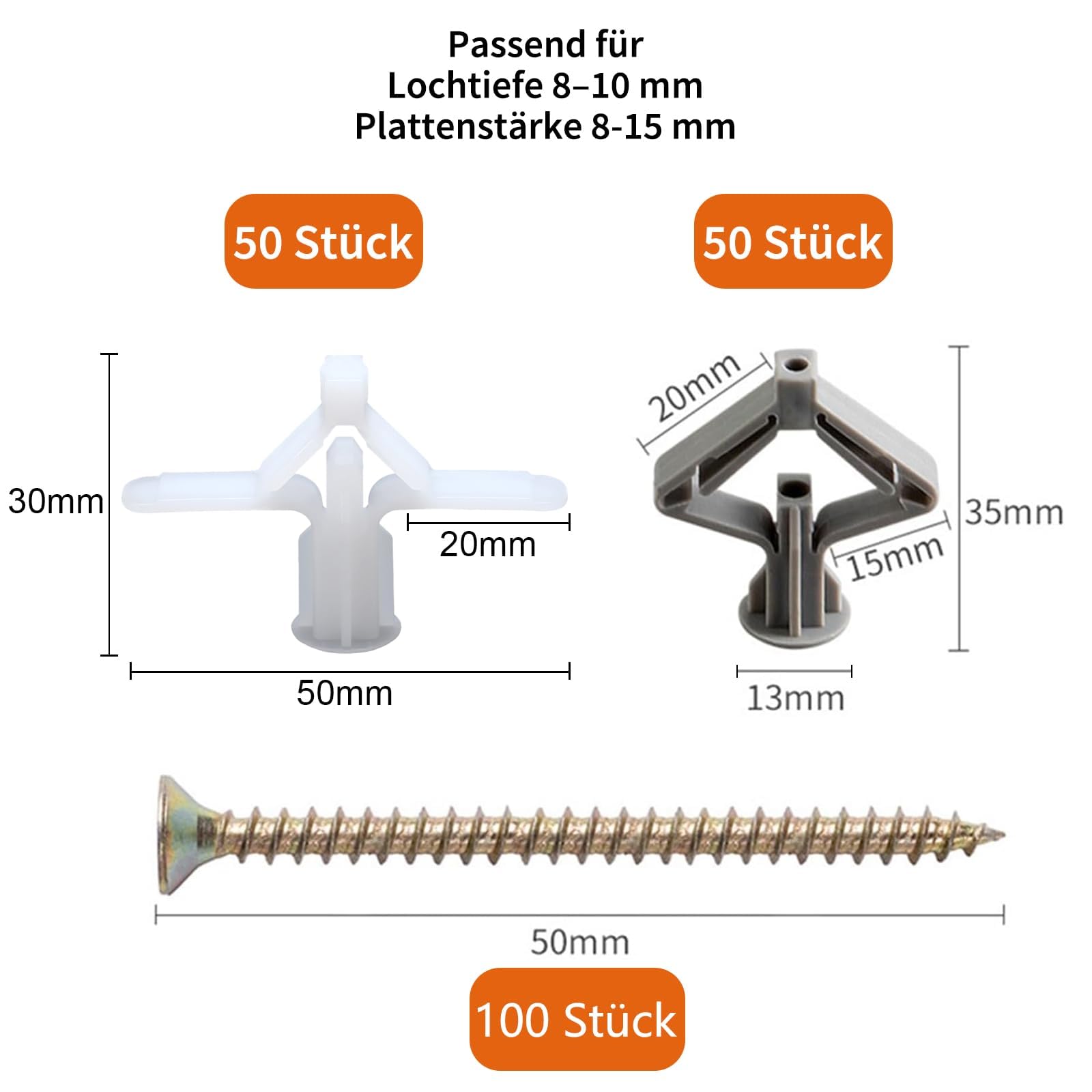 100PCS Tasselli A Farfalla Per Cartongesso - Viti E Ancoraggi Per Pareti Cave, Mattone Forato, Soffitti - Foto 6