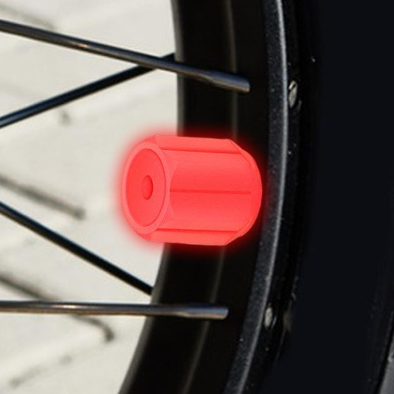 Fluorescencyjne nakładki na zawory do opon, 8 sztuk, 0,8 cm, uniwersalna dekoracja samochodu, świecące zaślepki zaworów - do bezpiecznej jazdy w nocy, SUV-ów, ciężarówek, rowerów, sedanów