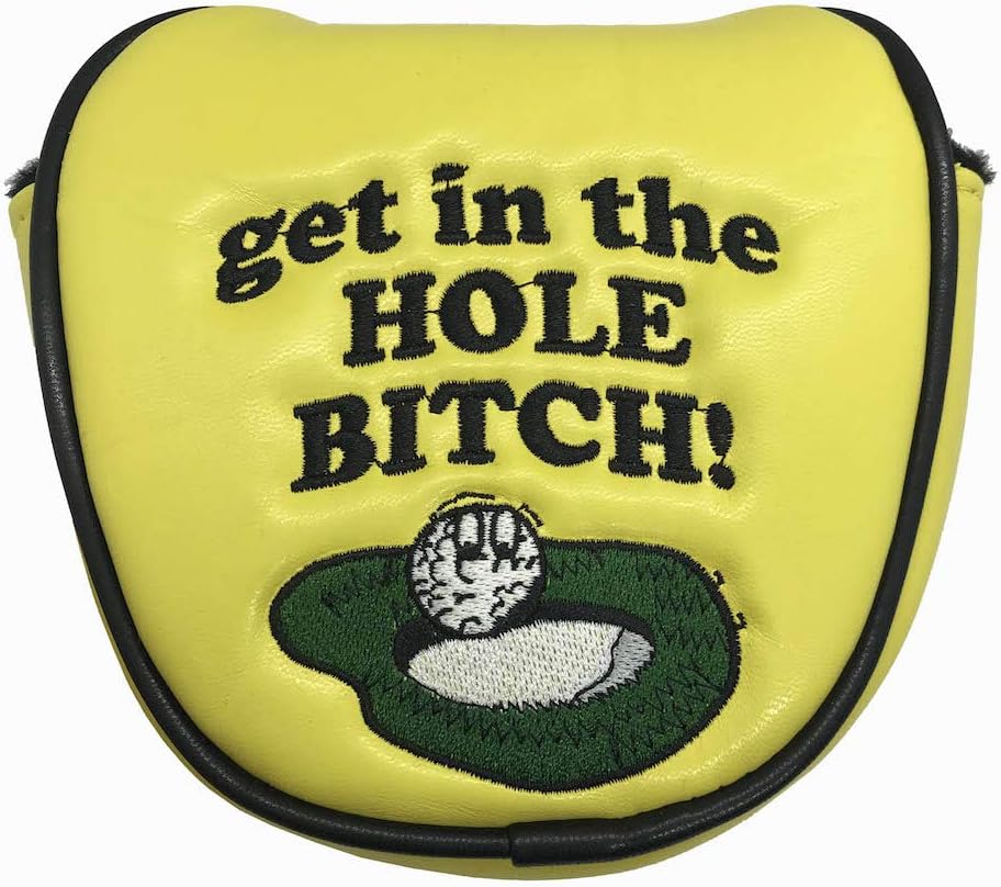 Giggle Golf Mallet Putter Cover | Great Golf Gift & Golf Bag Accessory (Get in The Hole Bitch)
